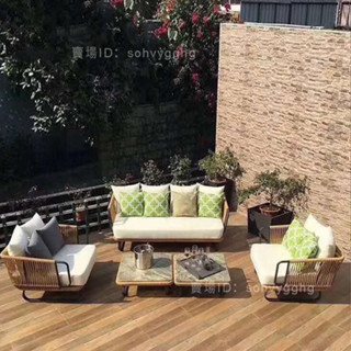 戶外沙發藤編椅庭院防曬花園陽臺民宿休閑椅露天沙發茶几組合防水F3