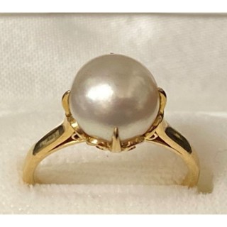 MIKIMOTO K14 14k金 黃金 8.1mm akoya珍珠戒指