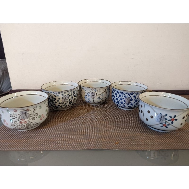 日系復古陶瓷杯碗5件一組，碗容量250cc，杯口10cm，適合飯碗、湯碗、沙拉碗等多功能。
