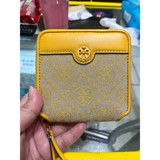 (現貨二手）TB短夾 Tory burch 黃色短夾