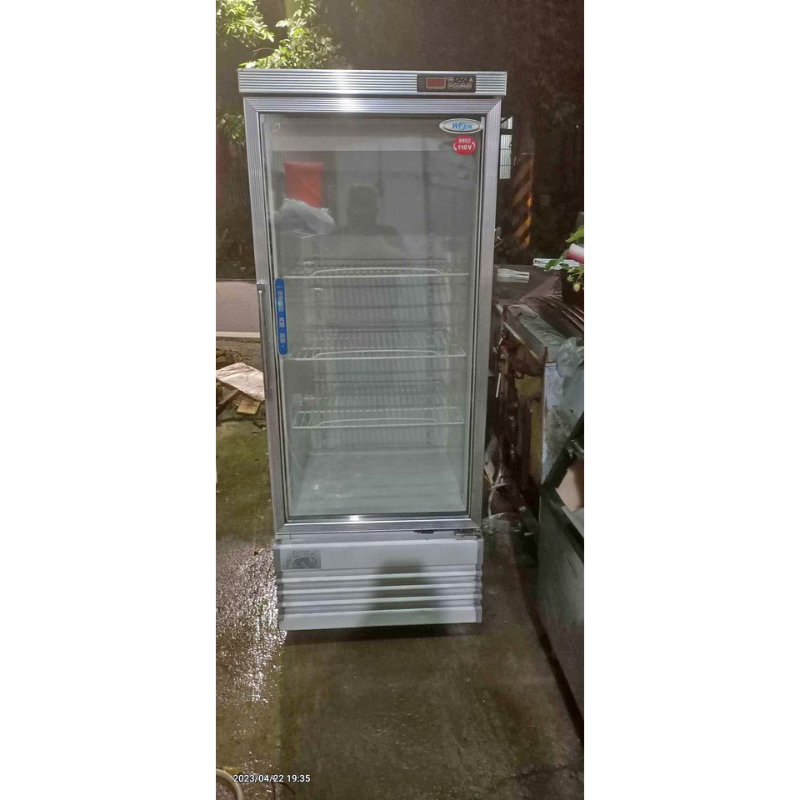 二手中古義慶400公升直立式透明玻璃冷藏冰箱，尺寸66*68*，200cm，保固3個月