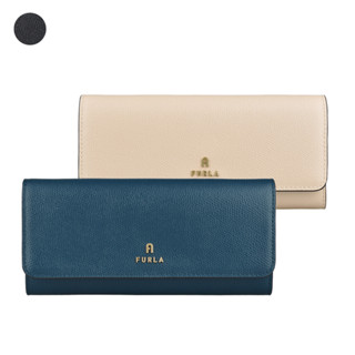 FURLA CAMELIA金字雙LOGO防刮牛皮10卡釦式長夾(多色)