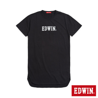 EDWIN 人氣復刻款 經典LOGO長版短袖T恤(黑色)-女款