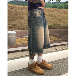 SLC I Vintage dirty sand washed over half denim pants