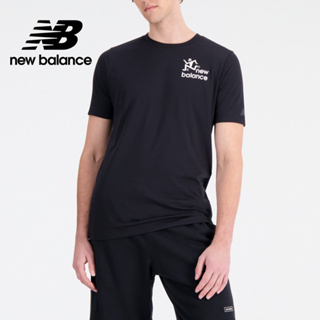 【New Balance】 NB 排汗透氣短袖上衣_男性_黑色_AMT33071BKW