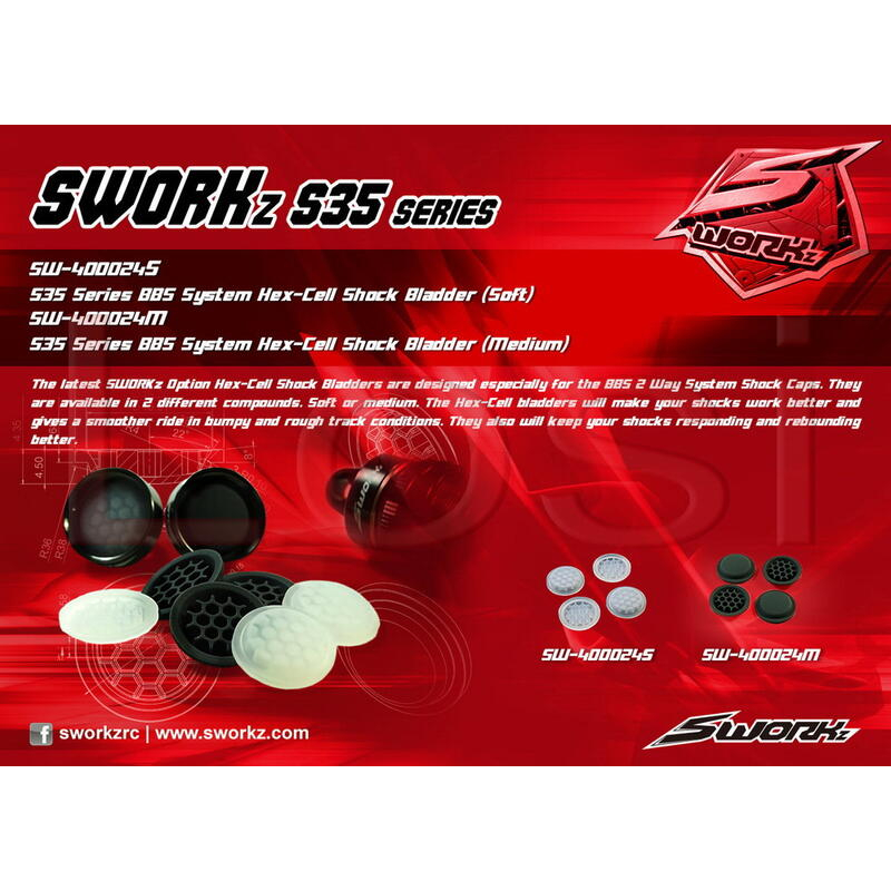 【勤利RC】 Sworkz S35-4 蜂窩式避震器氣室 (白軟)(灰中) #SW-400024S SW-400024M