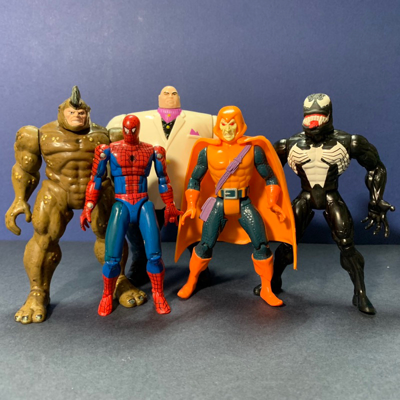 1994 Marvel 蜘蛛人 金寶 金霸王 猛毒 哥布林 犀牛人 toybiz Toy Biz 超可動老蜘蛛人