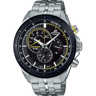 【CASIO 卡西歐】EDIFICE 賽車風格 鋼錶帶 計時男錶 EFR-561DB-1A 黑/銀