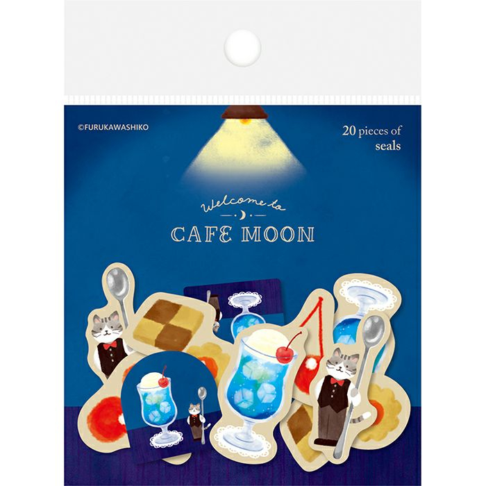 古川紙工 月光咖啡館-cafe Moon- 割型貼紙包 共4款 手帳拼貼裝飾 日本製 【立夏手帳生活】