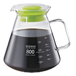 【TIAMO】耐熱玻璃咖啡壺 玻璃把手款 通過SGS檢測/HG2223G(800cc/綠)|Tiamo品牌旗艦館