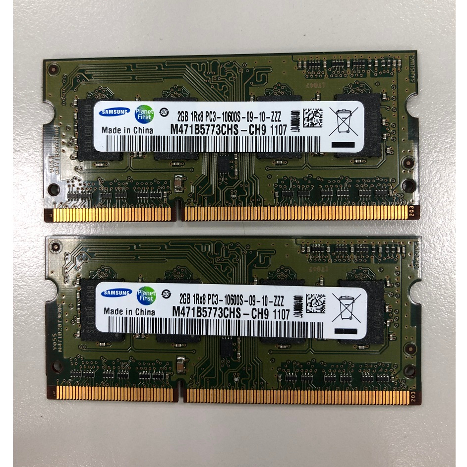 SAMSUNG DDR3 筆電記憶體 (4GB -- 2GB 1R8 PC3-10600S-9-10-ZZZ)