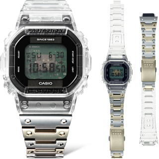 CASIO卡西歐 G-SHOCK 40週年限定 獨特透視表面 半透明 雙材質綜合錶帶 DWE-5640RX-7