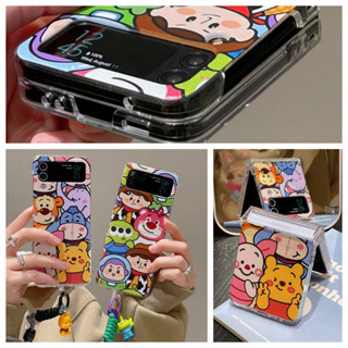Samsung 三星Galaxy z flip3 4 5 折疊機手機殼 草莓熊Z Flip6保護套 巴斯維尼大頭貼 手繩