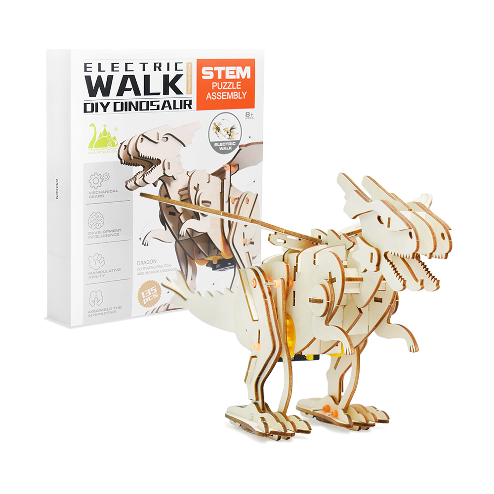 (新品故障包退)木質恐龍立體拼圖 益智手作 可動玩具 親子互動 拼裝動物 DIY模型 頑玩具