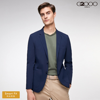【G2000】時尚單釦平紋西裝式外套-藍色 | 1611200277 品牌旗艦館 商務穿搭