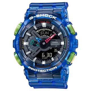 【CASIO】G-SHOCK 復古透明藍大錶徑雙顯運動錶 GA-110JT-2A 臺灣卡西歐公司貨