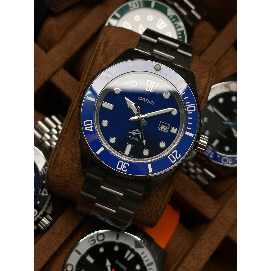 『布萊恩 槍魚王』Casio MDV-106 藍水鬼x銀色刻度 槍魚 劍魚 藍槍魚