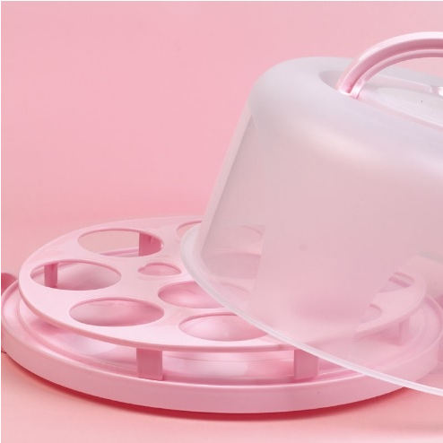 [五大超商] 手提蛋糕盒 重複使用  8吋 10吋 透明圓形 烘焙保鮮盒 塑膠透明生日蛋糕盒 CT1261