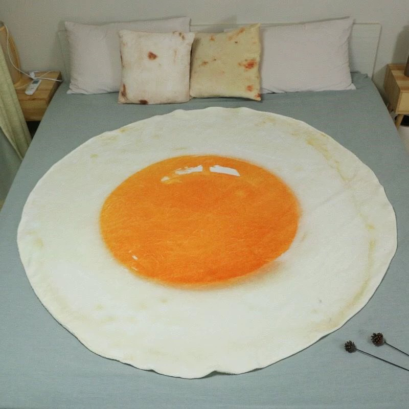 【治癒研究所】荷包蛋煎蛋毯子空調被子懶人毯午睡休閒毯創意絨毯