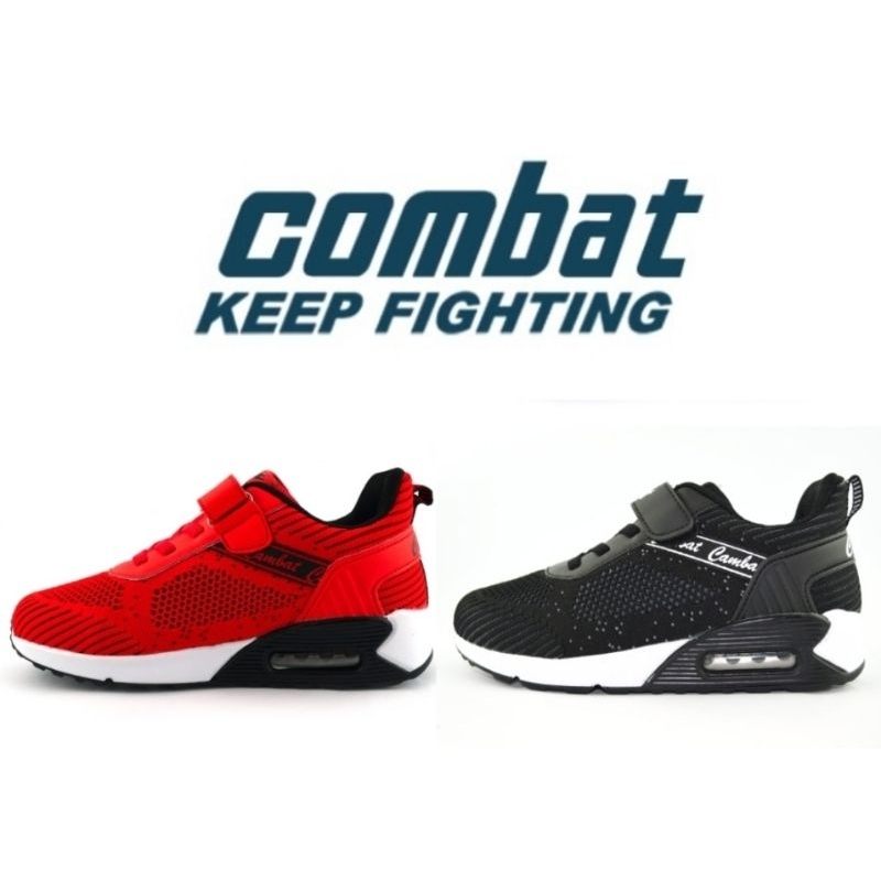 COMBAT 艾樂跑童鞋 寬楦 輕量透氣 回彈緩震 氣墊運動鞋 球鞋 黑色 紅色TD6327