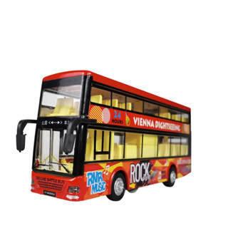 🌈模擬雙層公交車巴士兒童合金旅遊BUS聲光回力玩具車模型