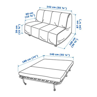 【IKEA】雙人座沙發床 床架 +乳膠床墊 (極新二手)