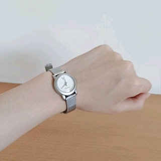迪士尼 金屬 米蘭帶 女錶 銀色 小鏡面 簡約 手錶