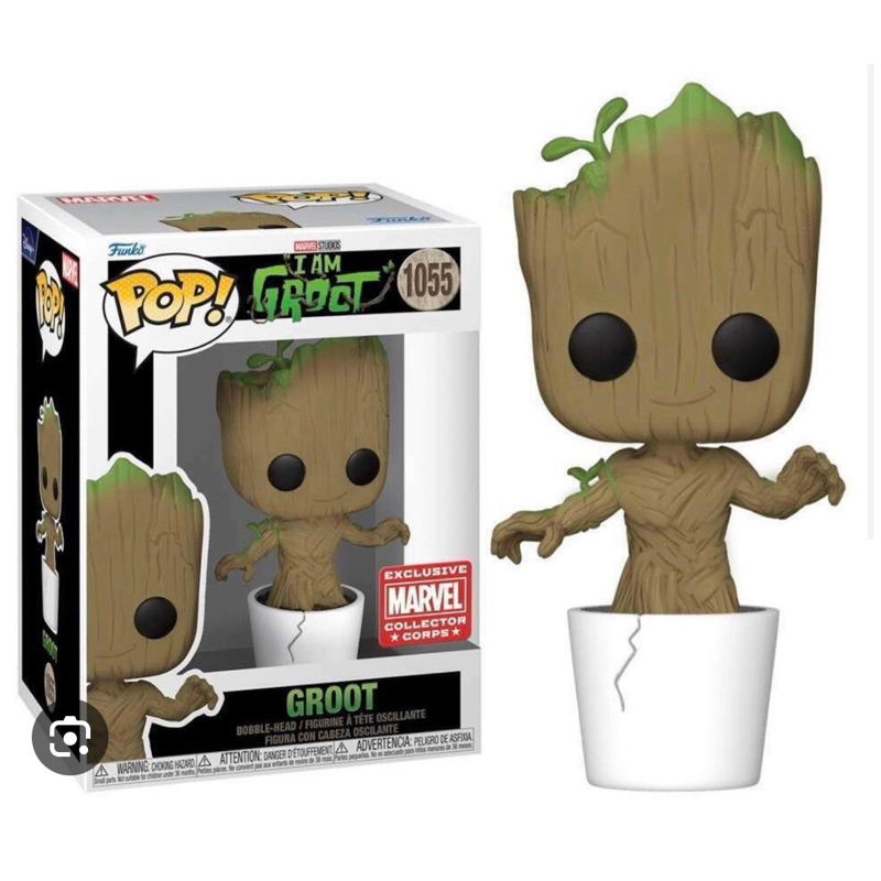 全新 現貨 正版(有特殊貼紙）國外購入 格魯特 盆栽 FUNKO POP Groot 1055