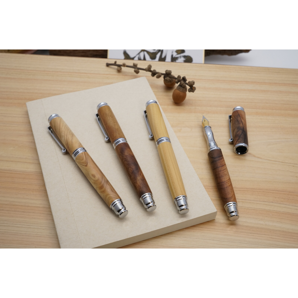 《紅檜木、肖楠、日本榧木、亞杉》 手工木製旋蓋式鋼筆、鋼珠筆 木頭筆 手作 木製筆