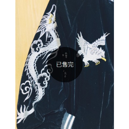 【瞳嗇系-女裝/外套】日本橫須賀外套-兩面穿藍色/黑色絨布電繡外套/老鷹老虎