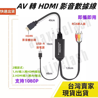 台灣速發 L/R端子 AV 輸入 轉 HDMI 輸出 影音轉接線 1.8M 1080P 充電 5V 影音 音源輸出 供電