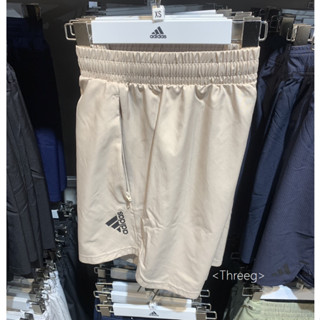 Threeg💫ADIDAS AEROREADY 7" 運動短褲 吸濕排汗 拉鍊口袋 側邊LOGO 米色 男 IL1421