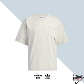 ADIDAS 三葉草 日系多口袋 米白 短TEE HY7244 【彼得潘】