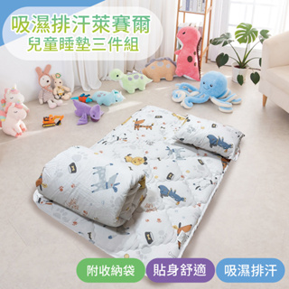 【Leafbaby】狐狗同盟 台灣製絲滑萊賽爾幼兒園專用兒童睡墊三件組 吸濕透氣性佳 睡墊+涼被+童枕 睡袋
