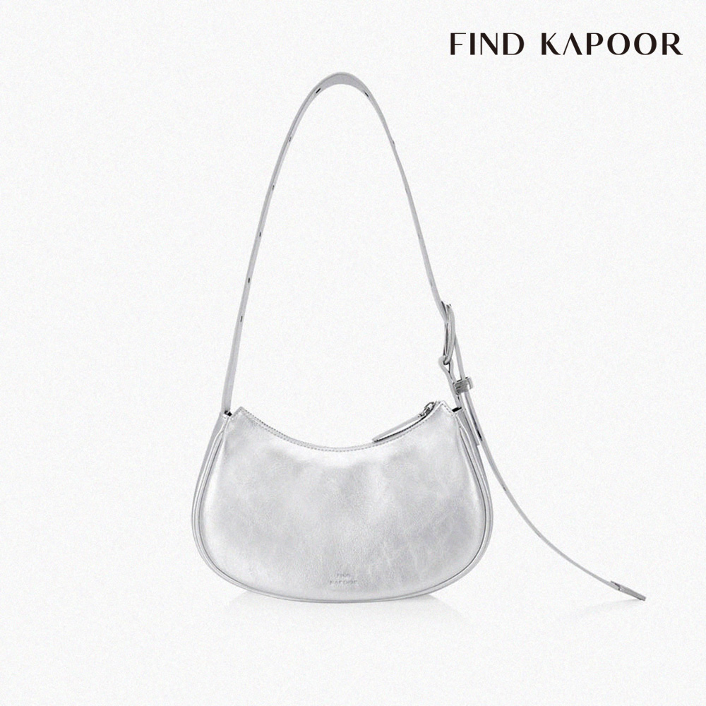 【FIND KAPOOR】BELTY 25 CRINKLED 可調式肩背新月包- 銀色