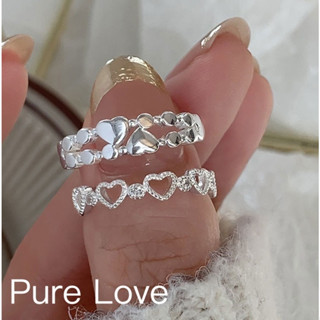 Pure Love樂芙 /正韓 【R0693】韓系簡約S925純銀鏤空愛心交錯可調式開口戒指 / 二款