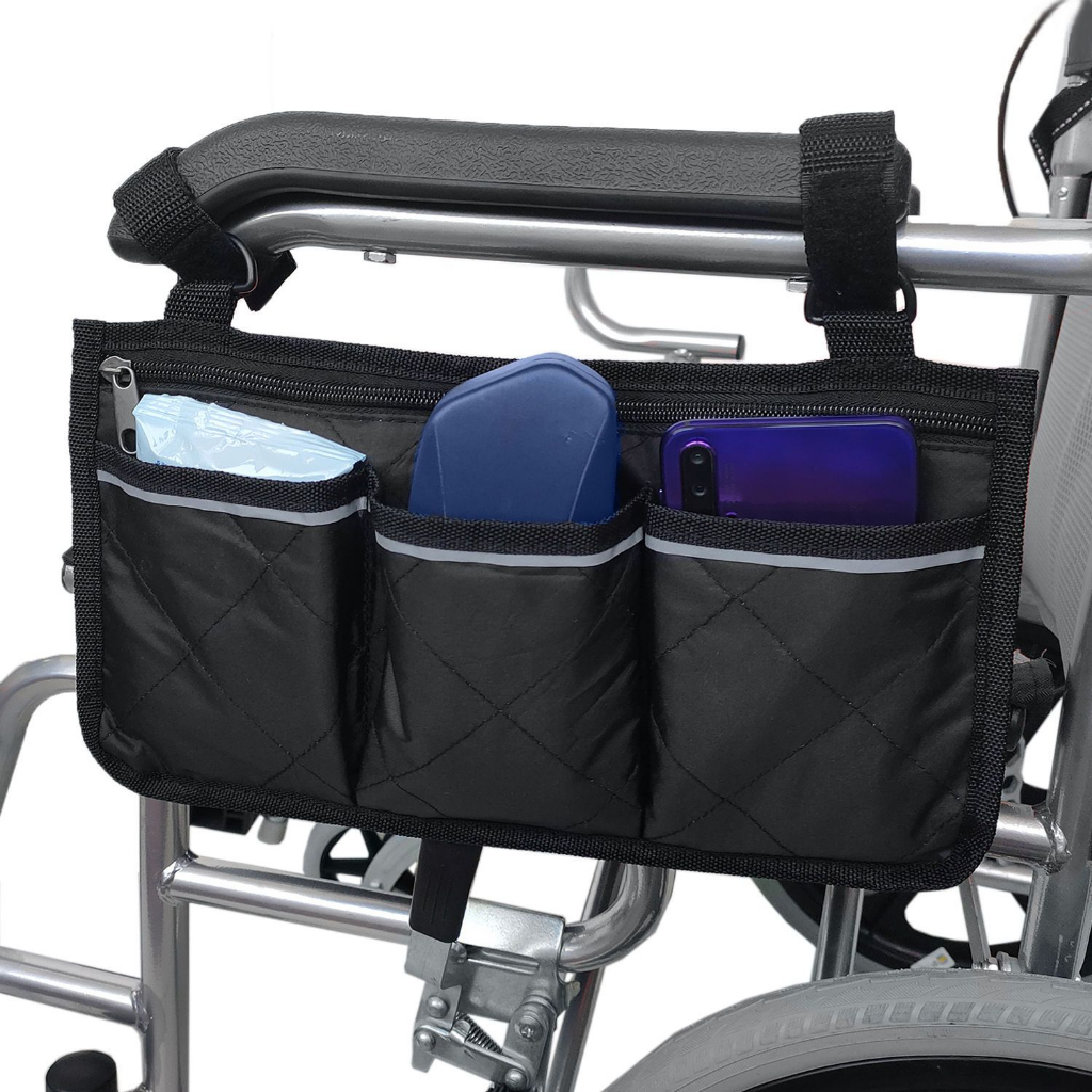 輪椅扶手收納袋嬰兒推車收納掛袋多口袋防水助行器收納包側掛收納