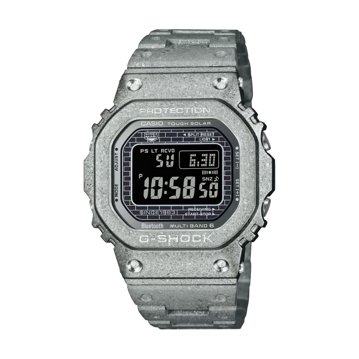 【CASIO G-SHOCK】40周年RECRYSTALLIZED系列全金屬方形電子腕錶-磨砂銀/GMW-B5000PS