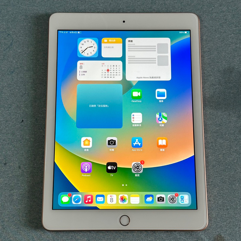iPad 6 32G WiFi版 金 無傷 功能正常 二手 IPad6 A1893 平板 9.7吋 6代 台中