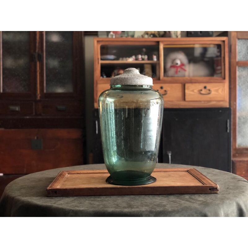【福三】老玻璃罐 氣泡玻璃 早期茶葉罐 老中藥罐