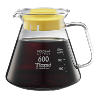 【TIAMO】耐熱玻璃咖啡花茶壺 通過SGS檢測/HG2297Y(600cc/黃)|Tiamo品牌旗艦館