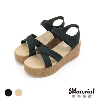 Material瑪特麗歐 涼鞋 MIT簡約交叉楔型涼鞋 T5819