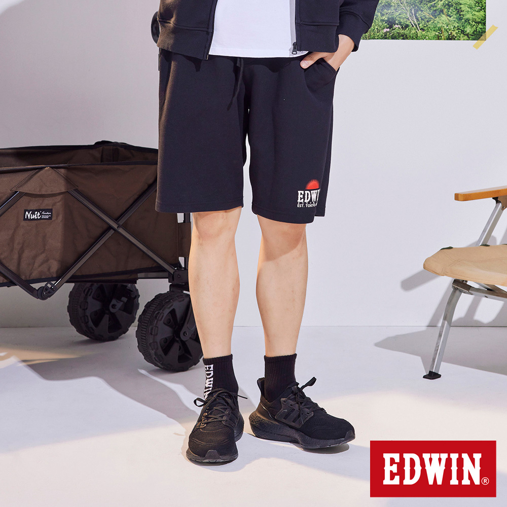 EDWIN 日落休閒運動抽繩短褲(黑色)-男款