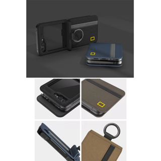 國家地理 Galaxy Z Flip 5 ZFlip5 Flip5 保護殼錢包式插卡帶掛環皮套手機套
