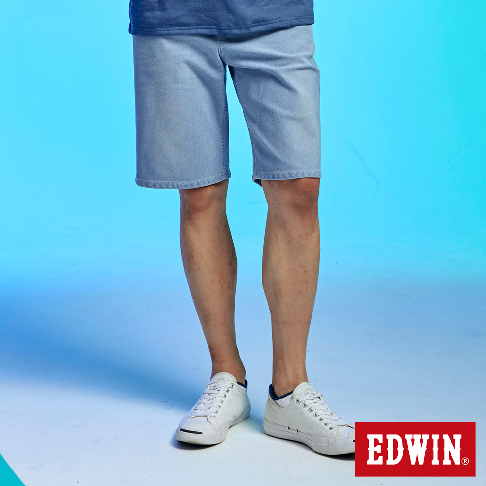 EDWIN JERSEYS 迦績 冰河玉寬鬆牛仔短褲(漂淺藍)-男款