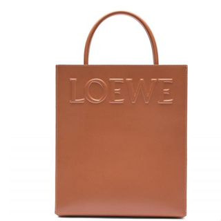 Loewe 光滑小牛皮標準 A4 手提包 附可斜背長肩帶 古銅色 可放電腦