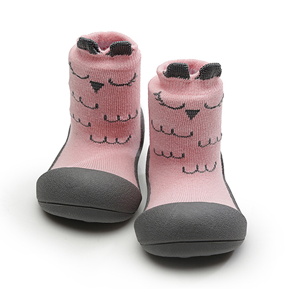 學步鞋-韓國Attipas-快樂學步鞋-粉色貓頭鷹-襪型鞋