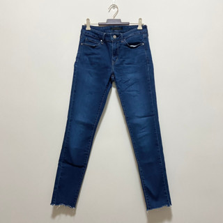 現貨💐UNIQLO 彈性牛仔褲 深藍色 二手 牛仔長褲 丹寧 單寧 緊身褲 貼腿褲