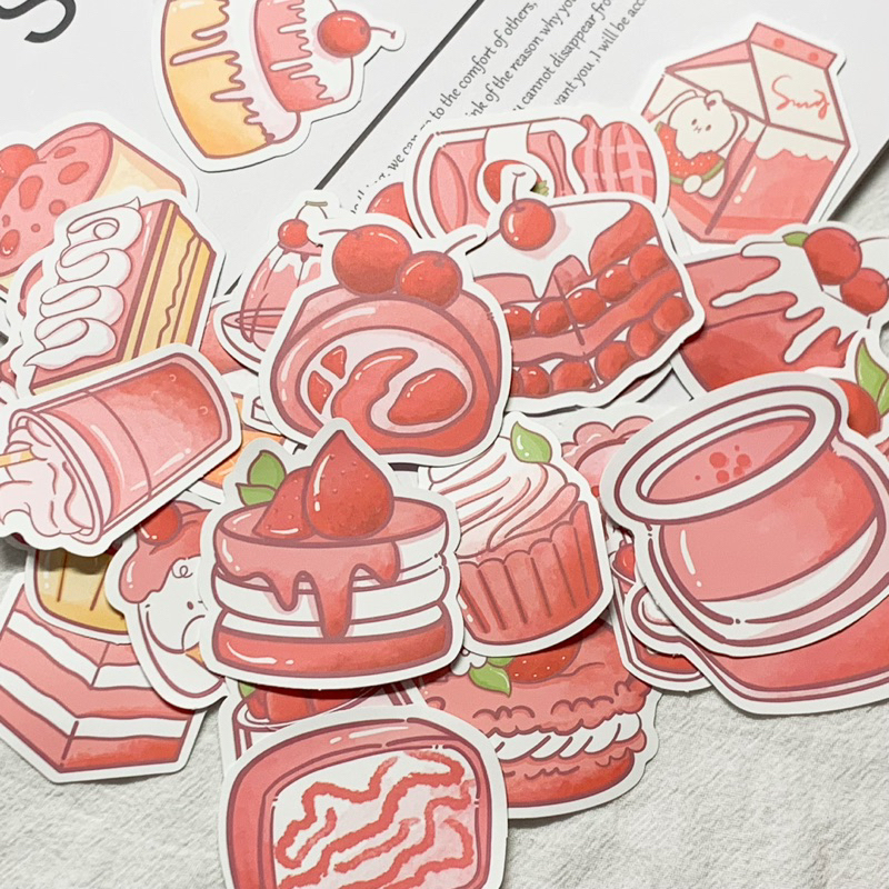 🐶《粉色甜點》A060全套60張 DIY拼貼裝飾貼紙 手帳/筆記本/電腦/手機殼 裝飾貼畫