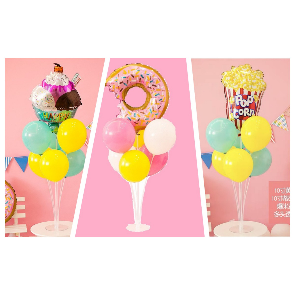 ✨[現貨]【可愛甜點 桌上立柱 氣球桌飄 含底座 】收涎 生日氣球佈置 派對氣球 寶寶周歲慶祝